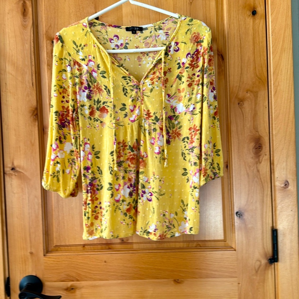 Boho yellow floral summer top